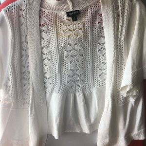 Short sleeve white cardigan
